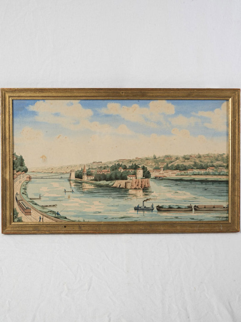 Antique watercolor painting panorama