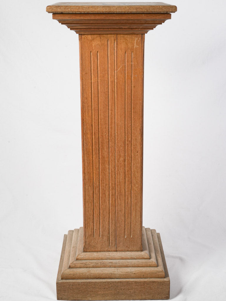 Antique natural-finish display pedestal