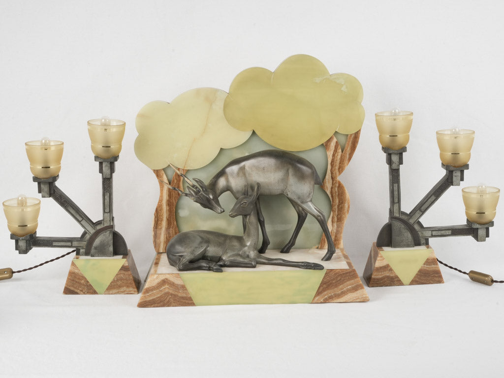 Elegant spelter deer sculpture