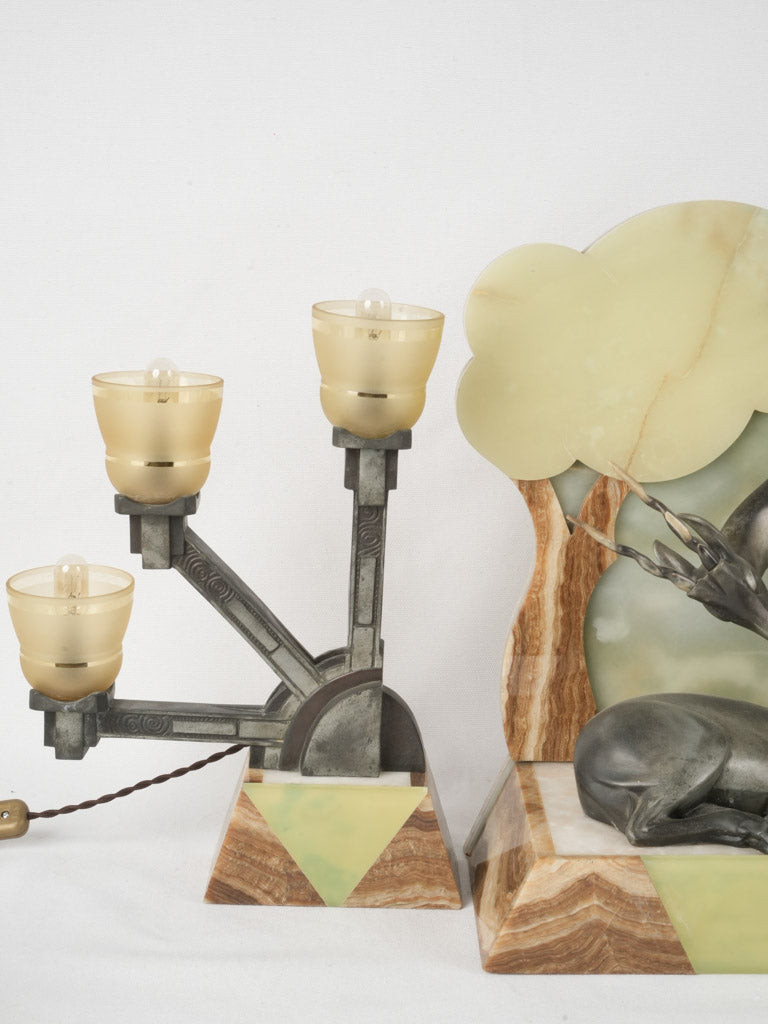 Stylized green onyx sculpture