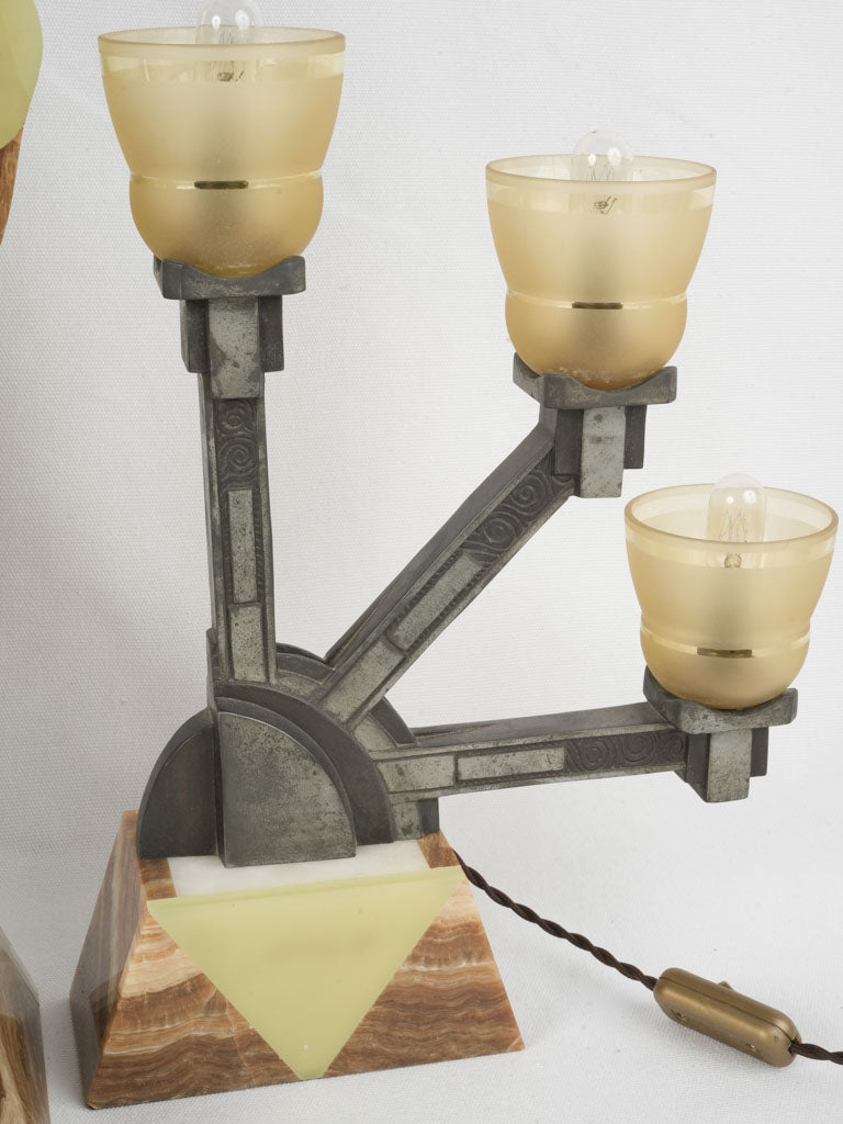 Luxurious marble and metal lamps