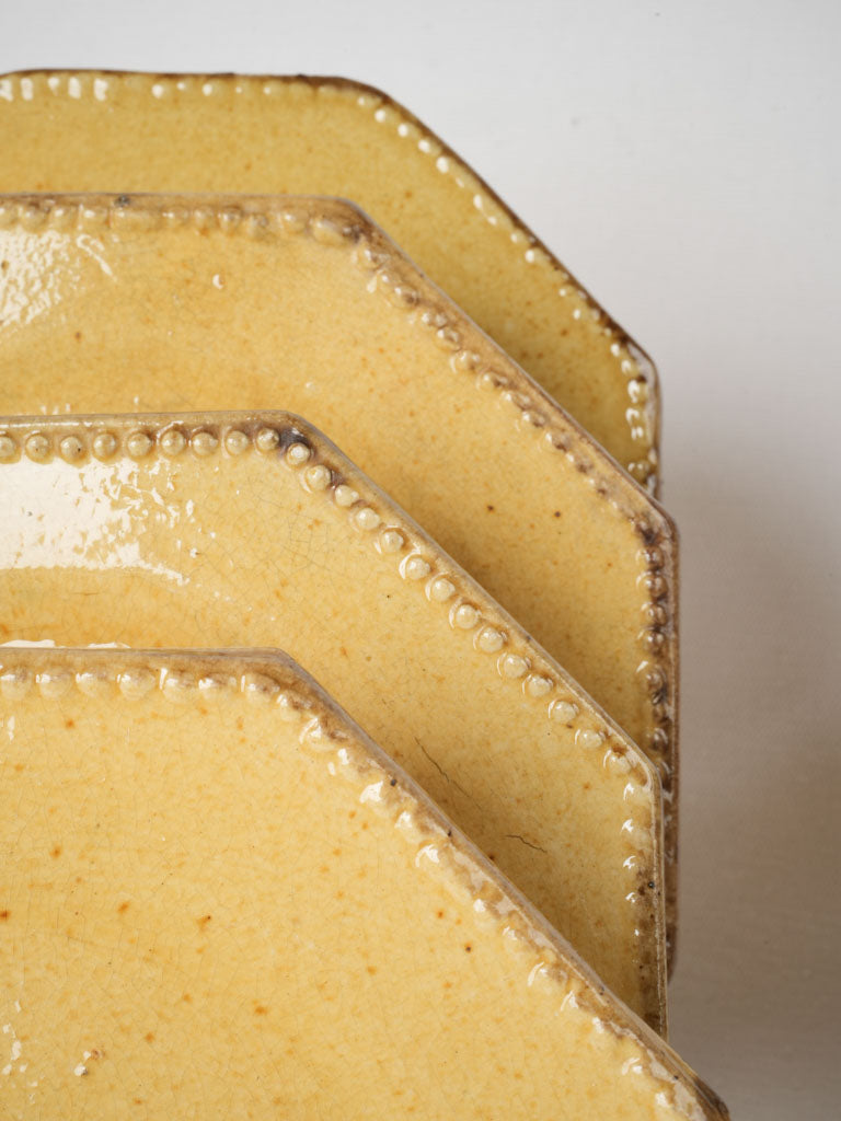 Vintage Yellow Ocher Vallauris Ceramic Plates