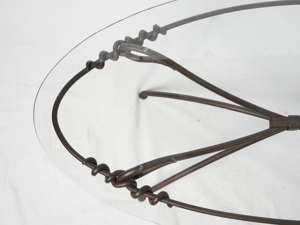 Mid-20th-Century Wrought Iron And Glass Coffee Table W/ Knot Motifs - 58¼"