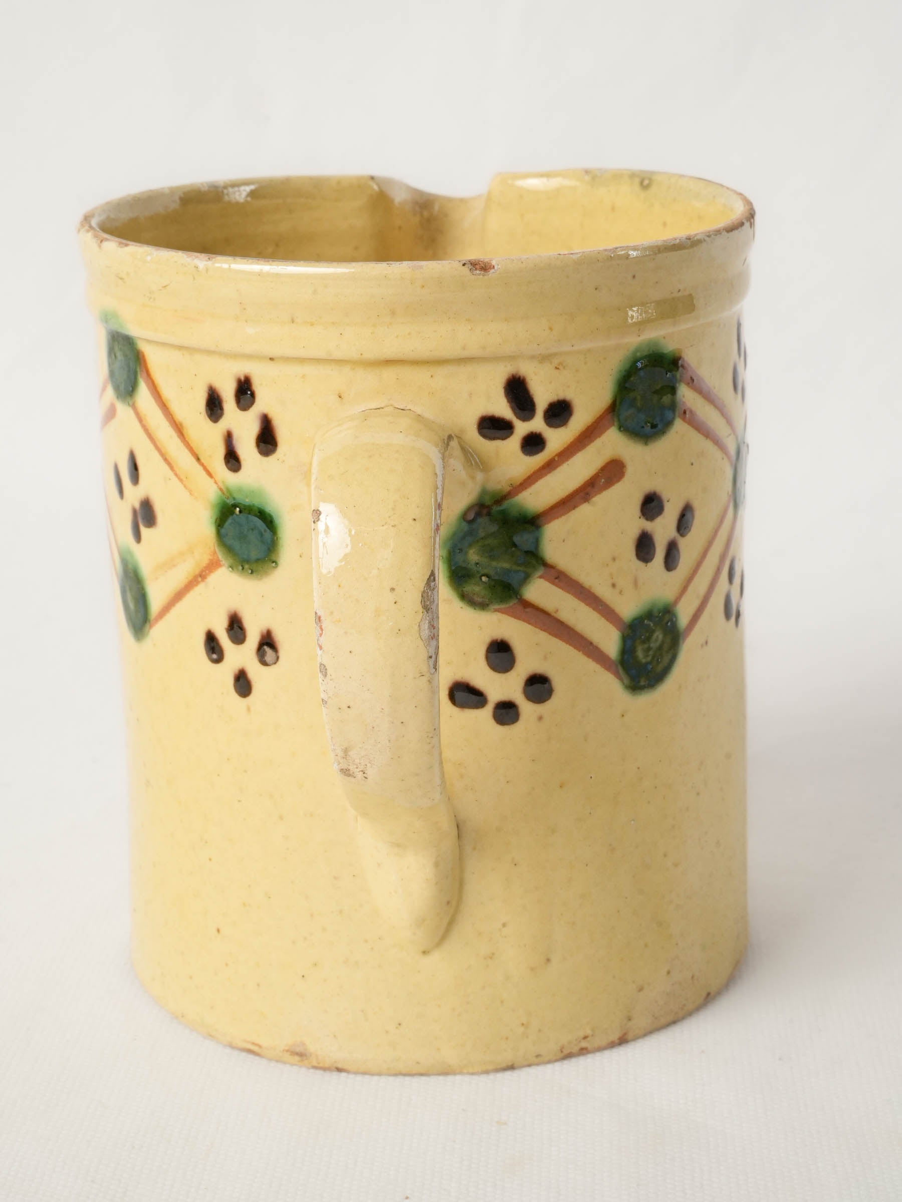 Small Savoyard Ceramic Pitcher w/ Colorful Geometric Decoration - 6¼"