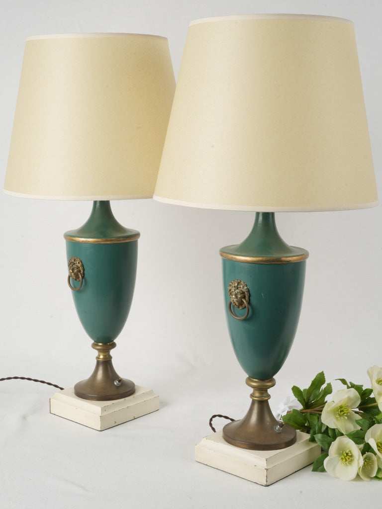 Mid-century tole and brass lamps
