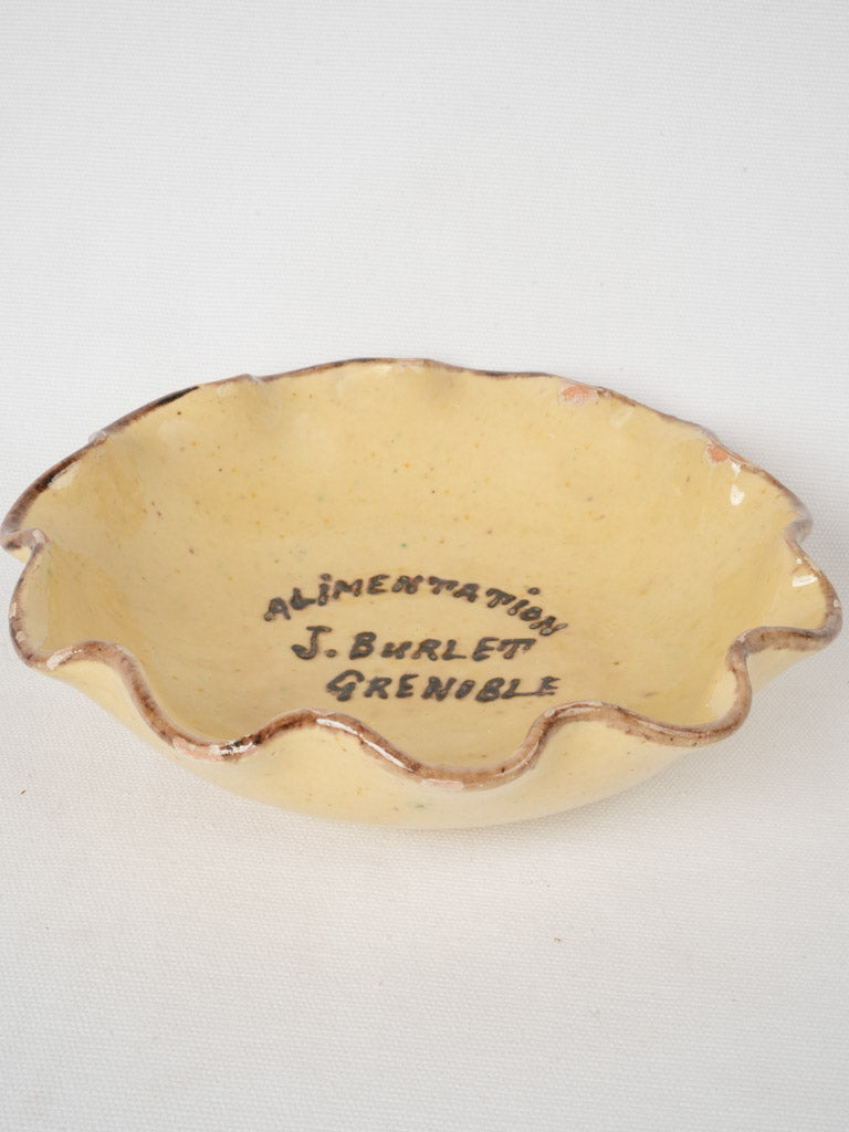 Vintage yellow-glazed terracotta bowl
