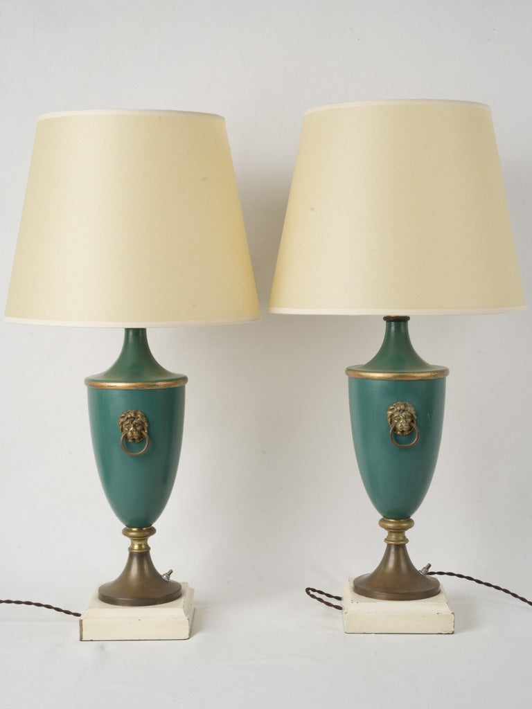 Patinated brass base lamps