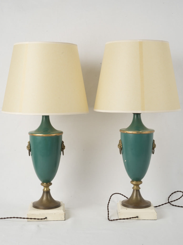 Distressed ivory finish wood plinth lamps