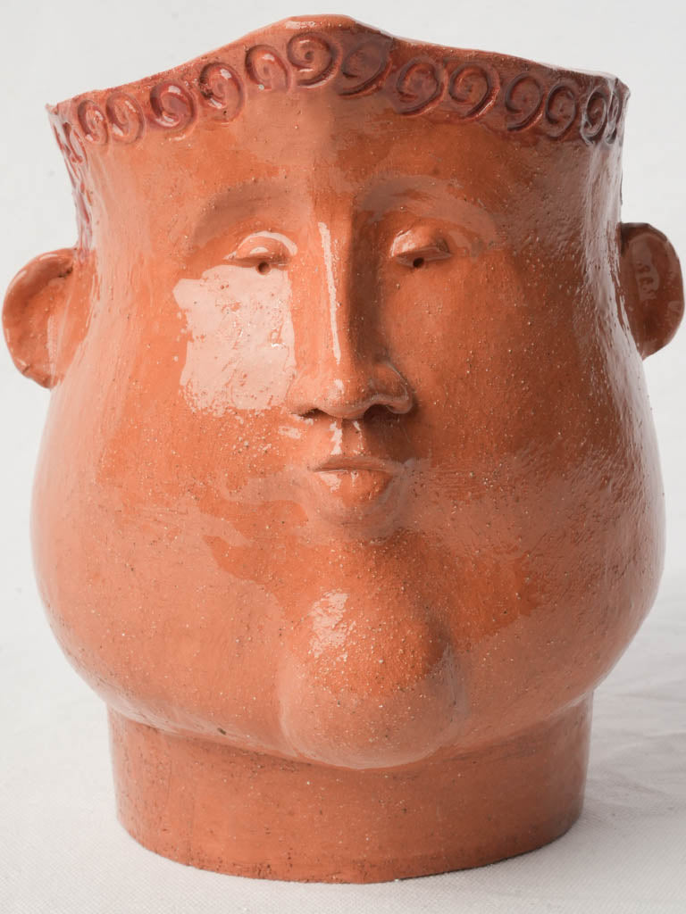 Expressive Large Terracotta Head Pitcher by Julie Desert Armanville - 8¾"