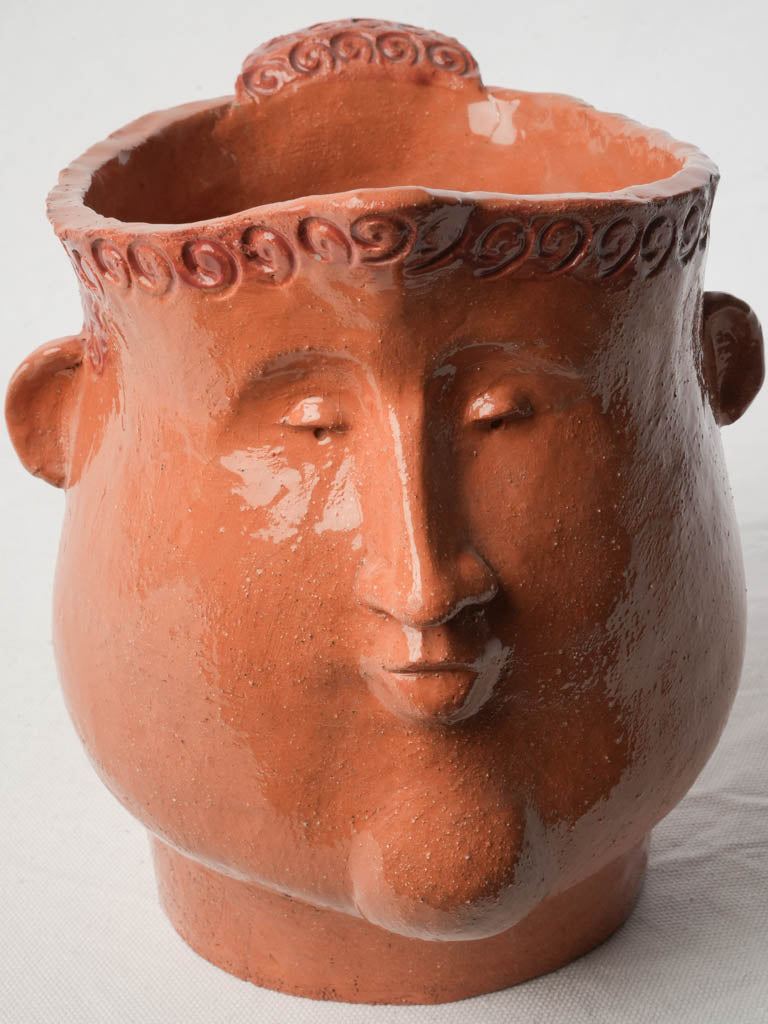 Expressive Large Terracotta Head Pitcher by Julie Desert Armanville - 8¾"