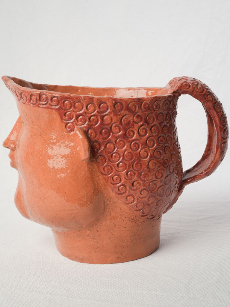 Expressive Large Terracotta Head Pitcher by Julie Desert Armanville - 8¾"
