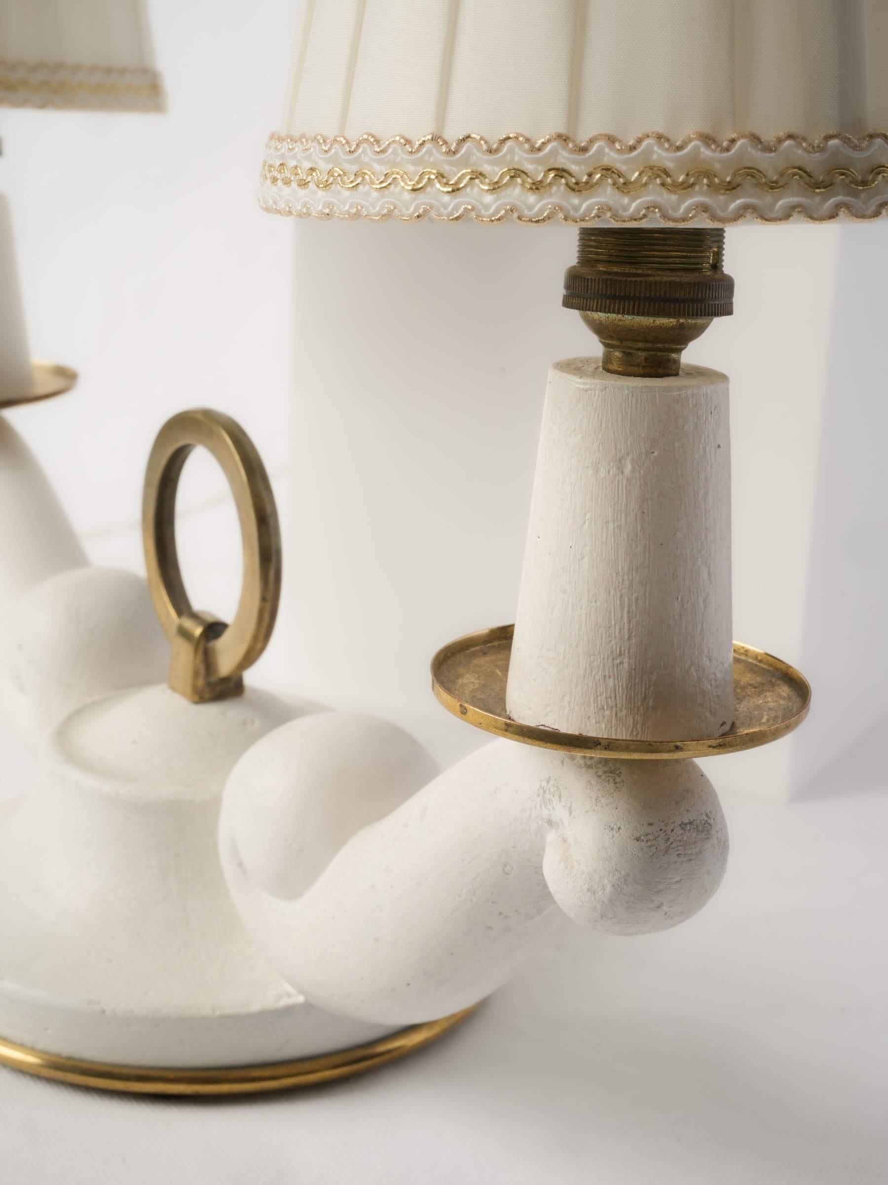 Elegant pair of French Art Deco Two-Light Table Lamps, 1940s 18"