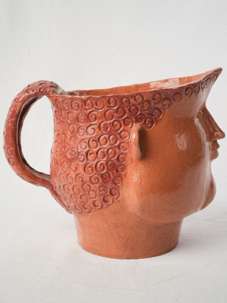 Expressive Large Terracotta Head Pitcher by Julie Desert Armanville - 8¾"