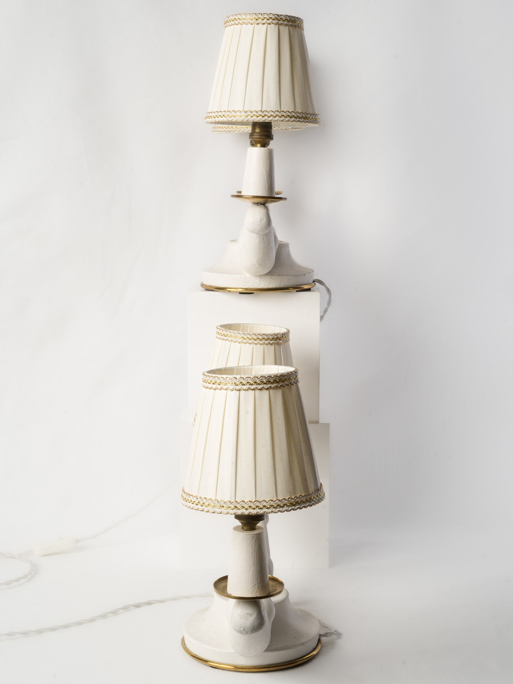 Elegant pair of French Art Deco Two-Light Table Lamps, 1940s 18"