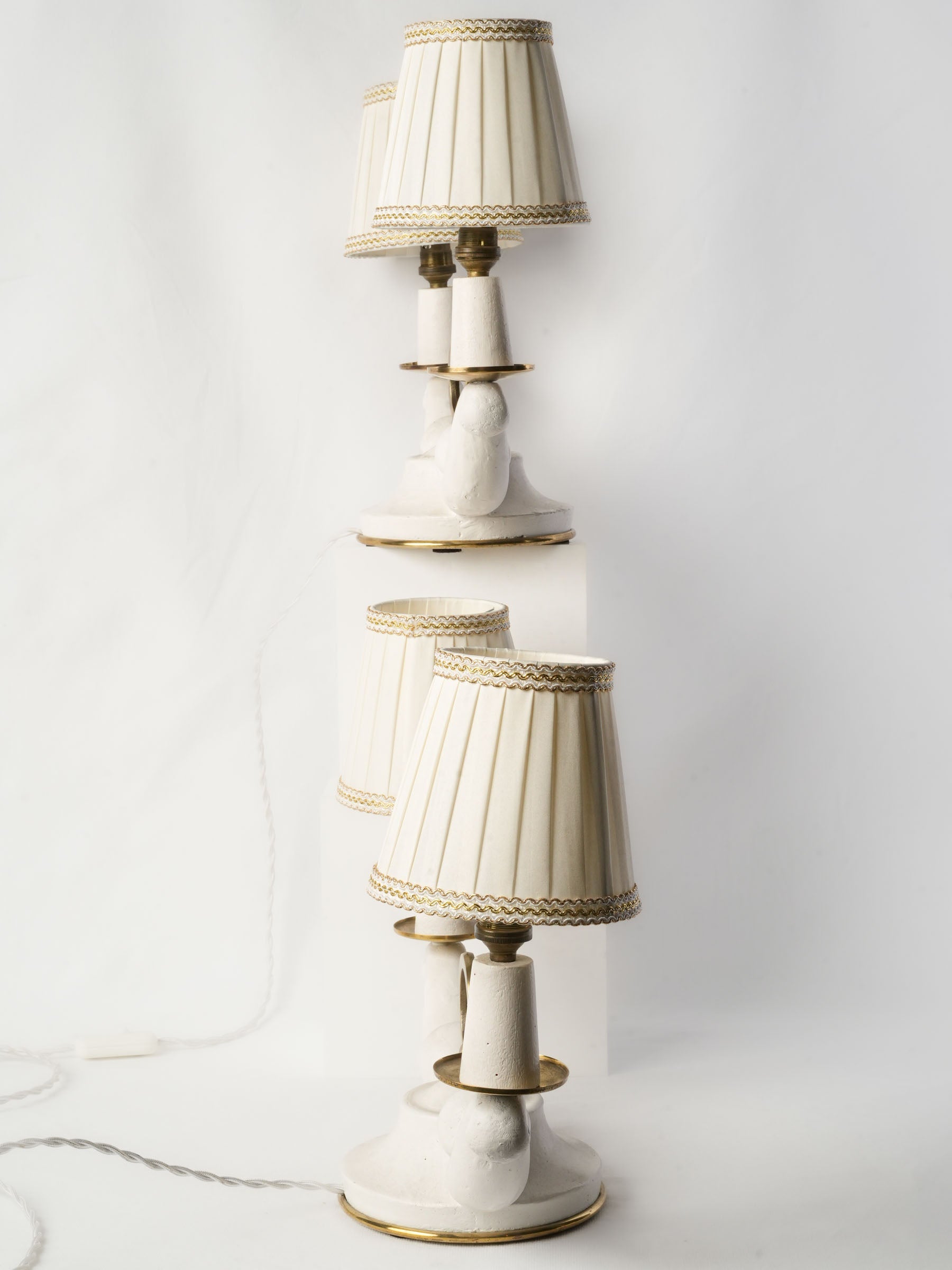 Elegant pair of French Art Deco Two-Light Table Lamps, 1940s 18"