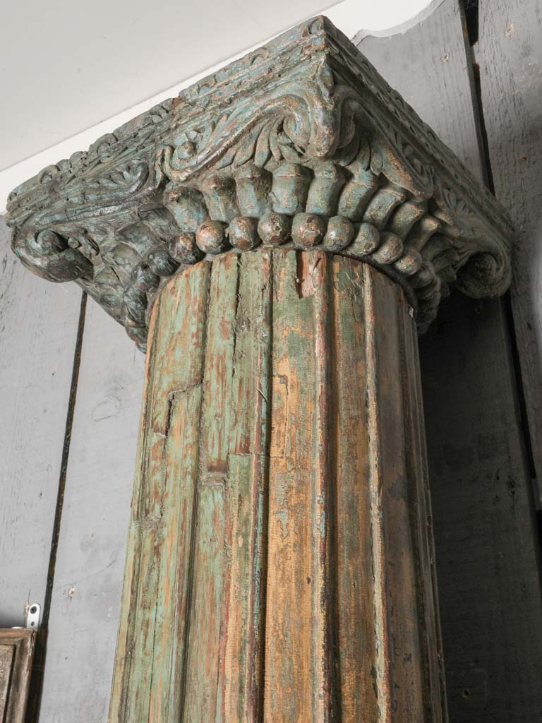 Early 20th-century sage-green wood columns