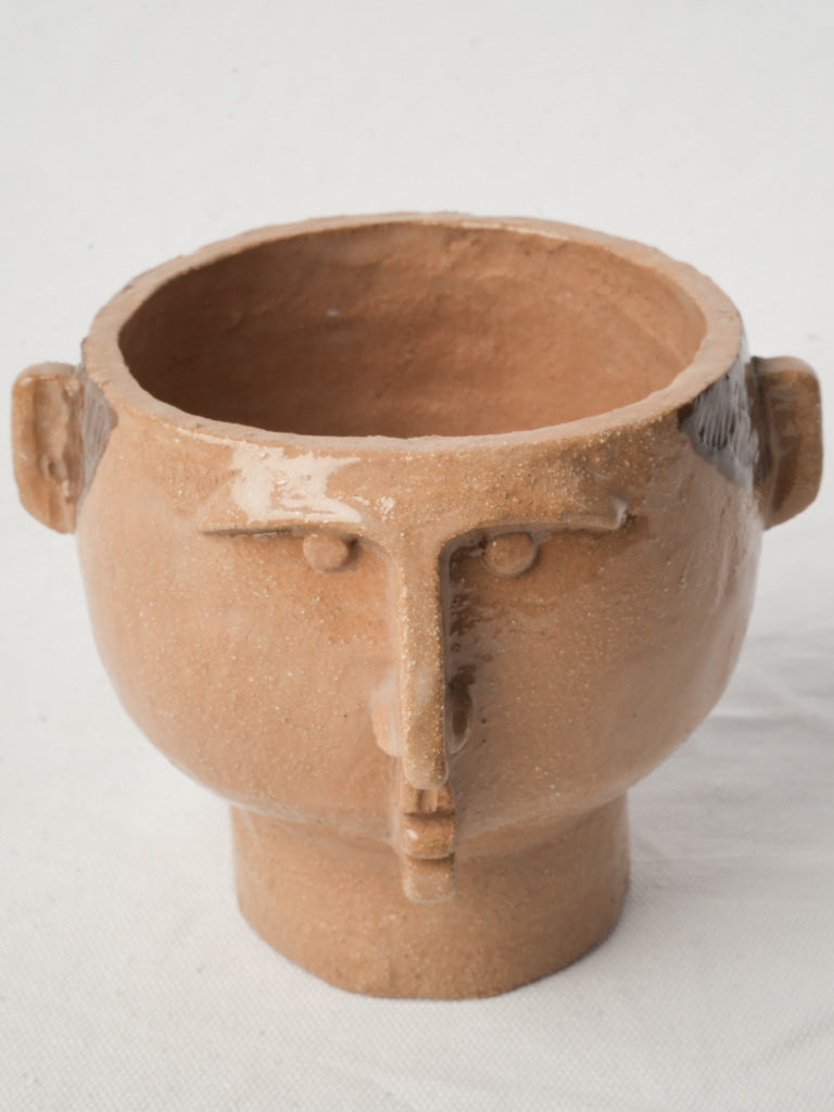 Head-Form Sculptural Petite Footed Bowl in Glazed Stoneware by Julie Desert d’Armanville - 5"