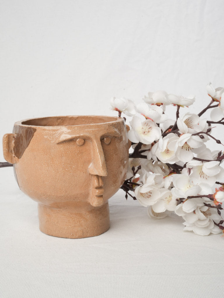 Head-Form Sculptural Petite Footed Bowl in Glazed Stoneware by Julie Desert d’Armanville - 5"