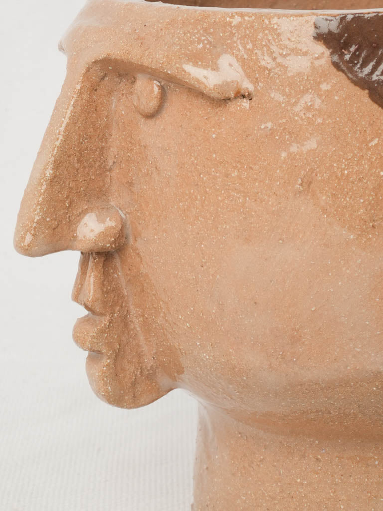 Head-Form Sculptural Petite Footed Bowl in Glazed Stoneware by Julie Desert d’Armanville - 5"