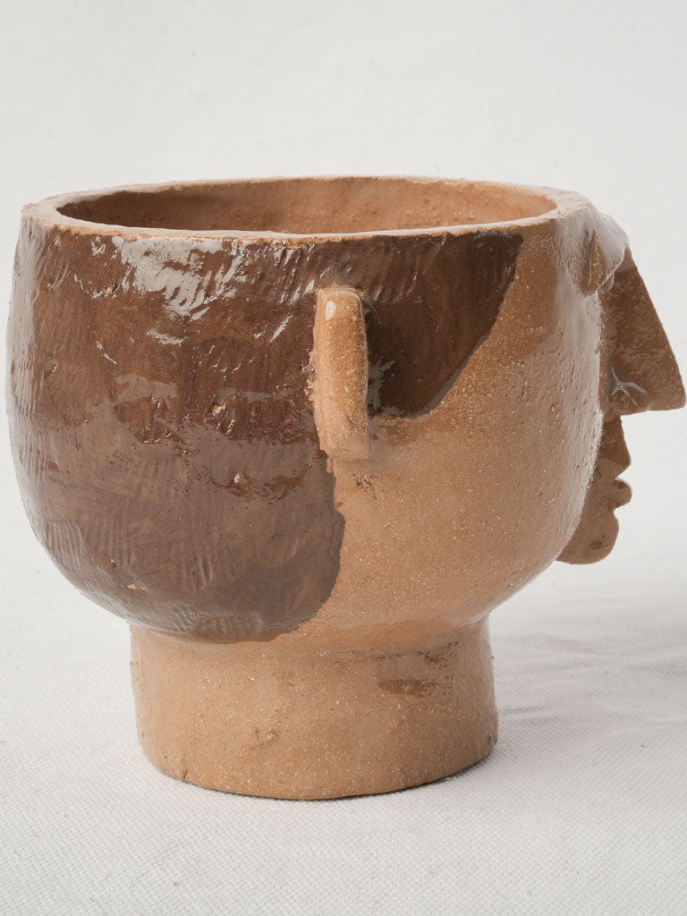 Head-Form Sculptural Petite Footed Bowl in Glazed Stoneware by Julie Desert d’Armanville - 5"