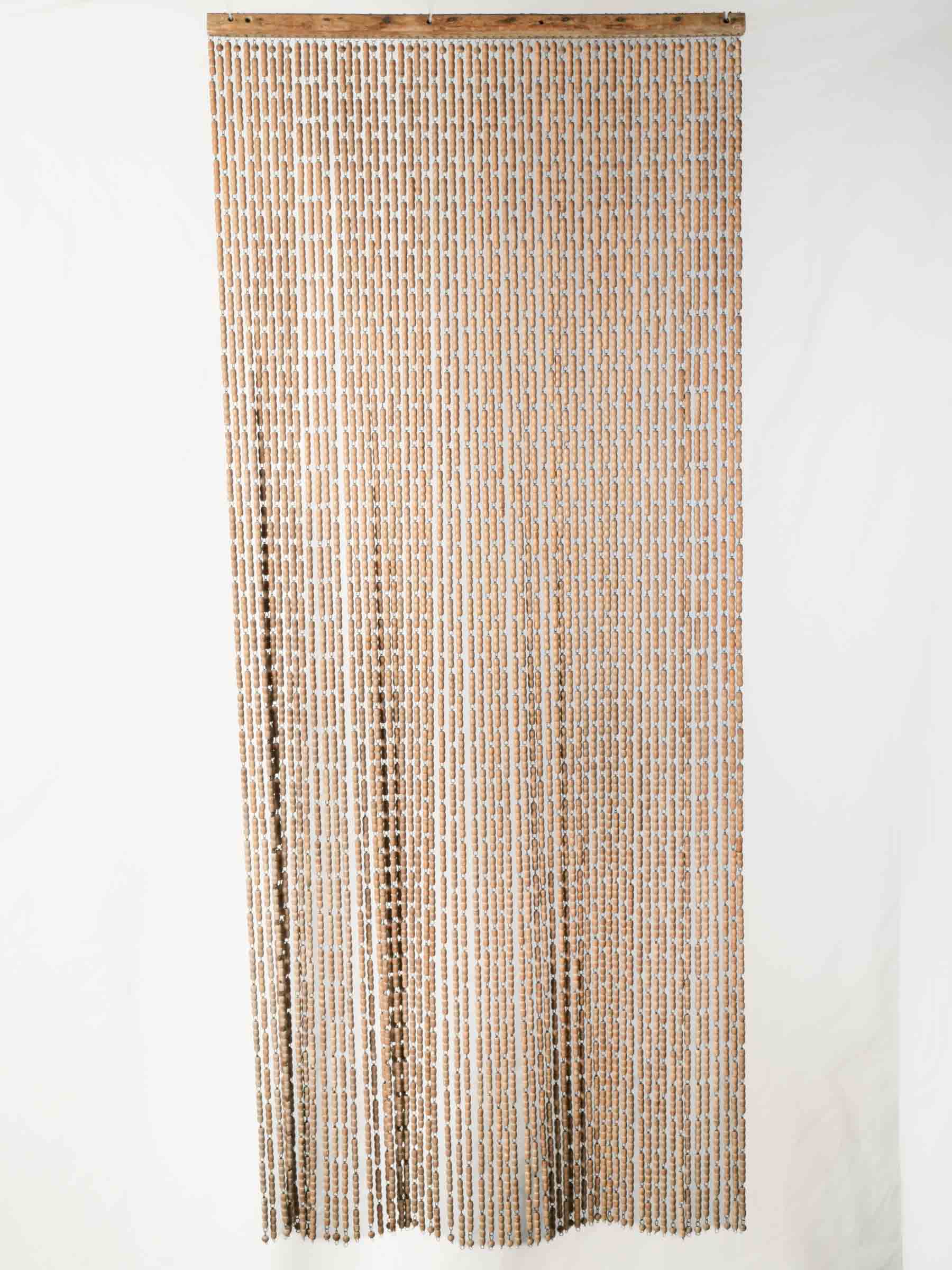 Early–Mid 20th-Century Provençal Boxwood Bead Door Curtain - 78¾" x 33"