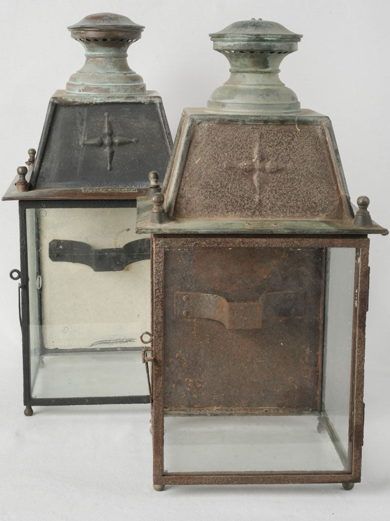Antique French metal candle lanterns