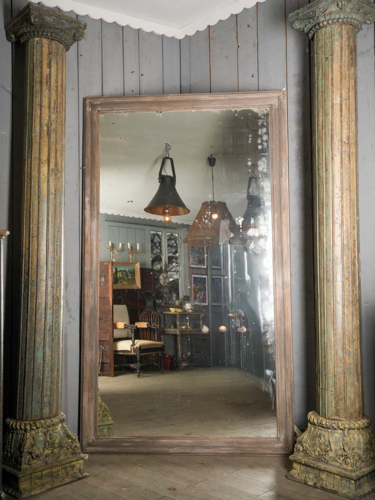 Aged painted wood salon mirror