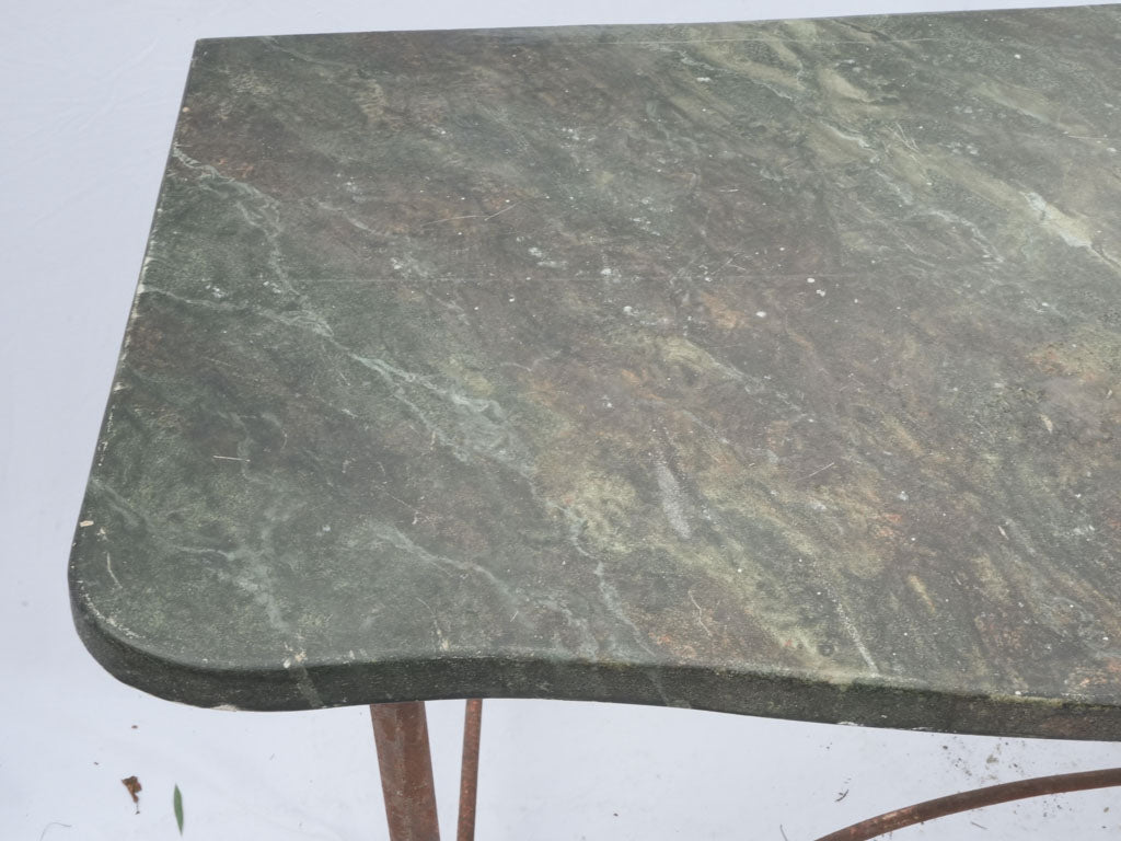 Striking metal-base console table