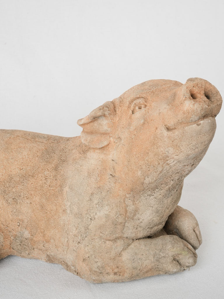 Adorable aged outdoor pig decor