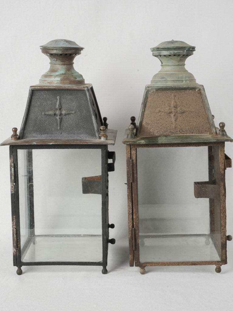 Subtle cross motif French lanterns