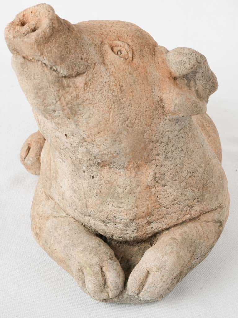 Rustic weathered pig figurine statue