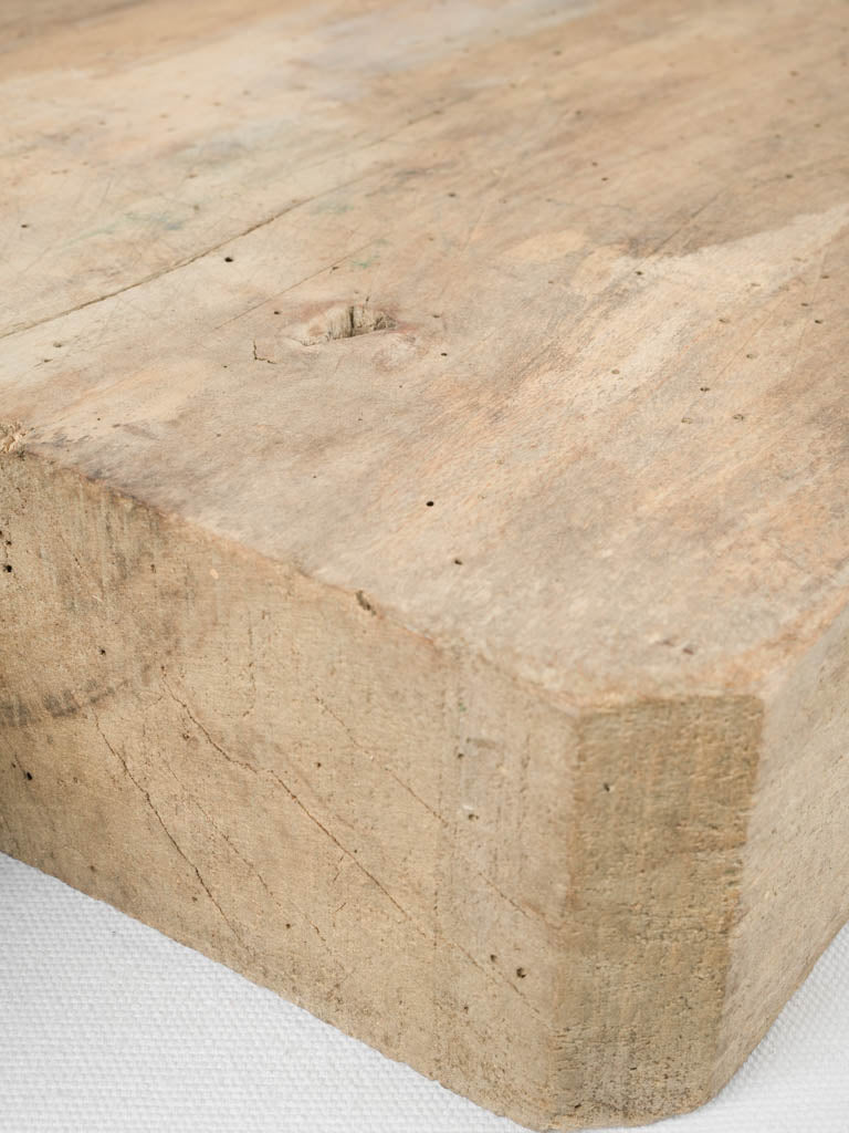 Thick, weathered French butcher's block