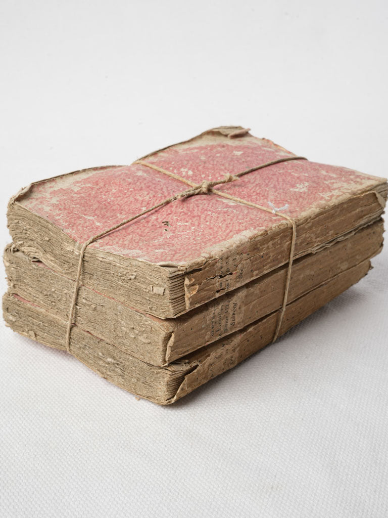 Vintage deckled-edge pink books