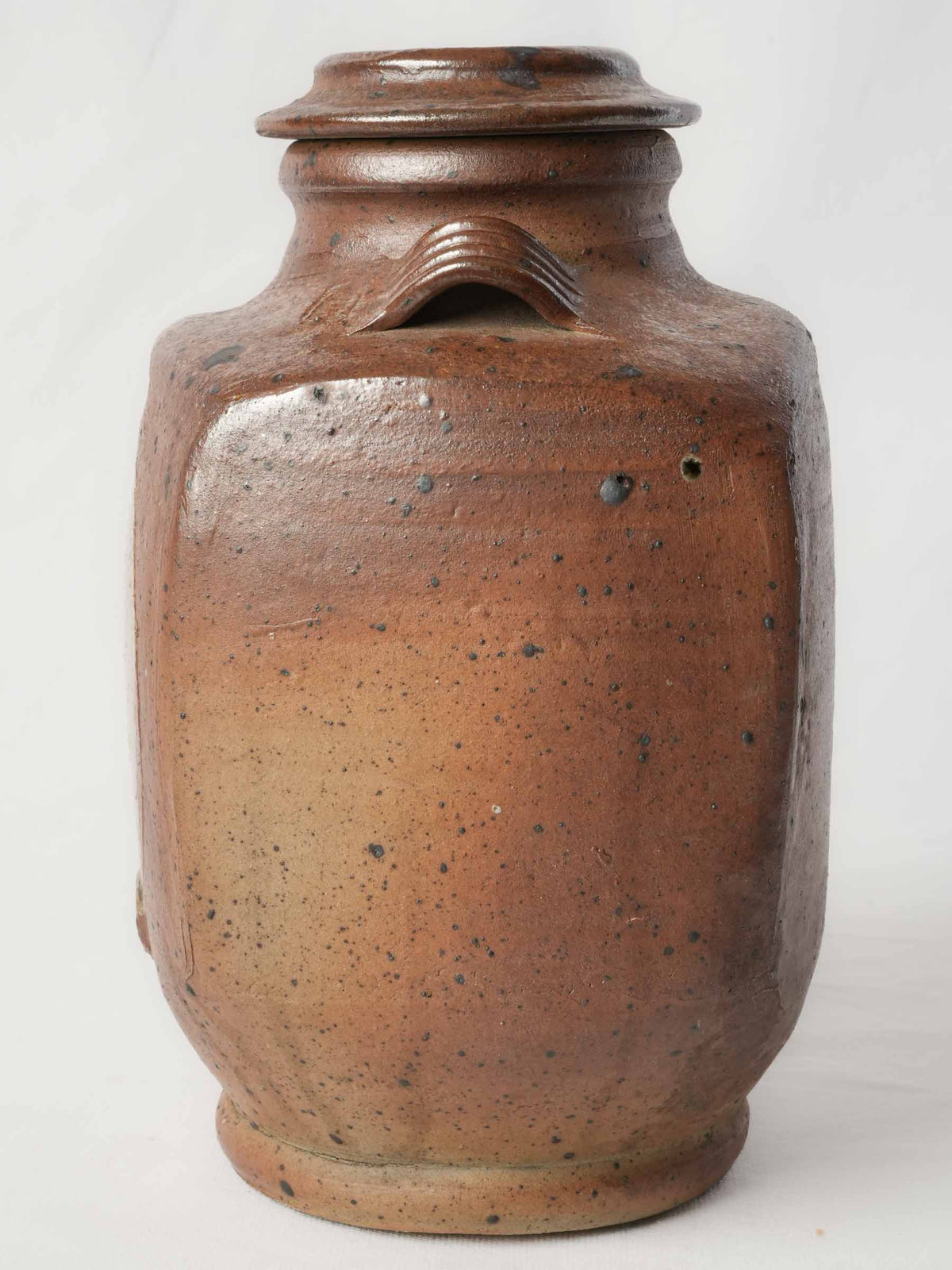 Iron-speckled studio pottery jar