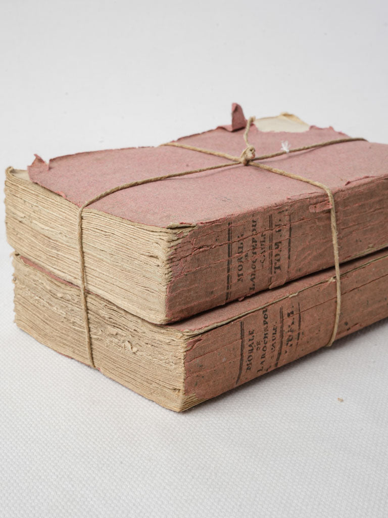 Patinated vintage French pink books