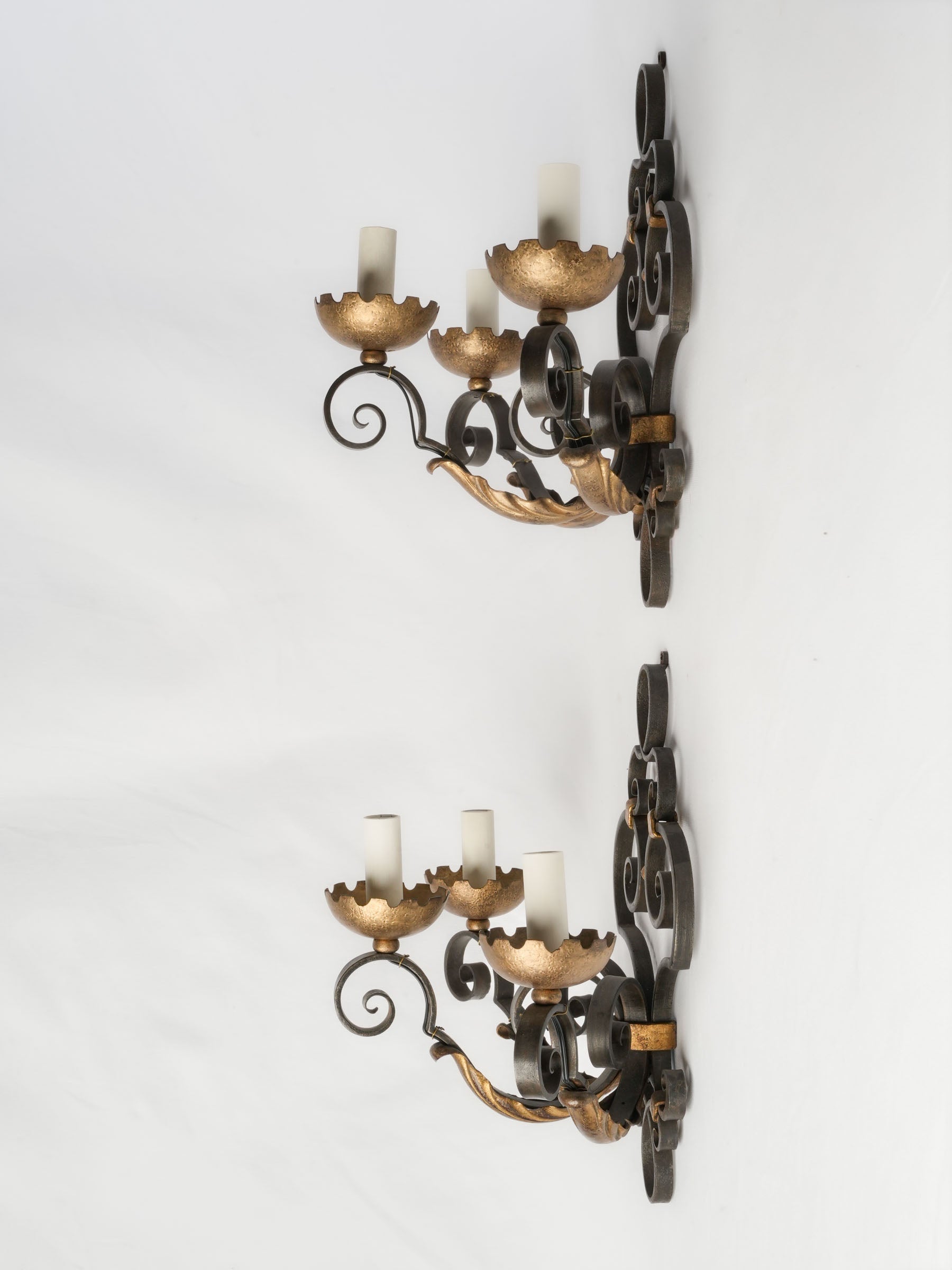 Pair of French Hand-Forged Iron Wall Sconces, 1920s - 15¼"