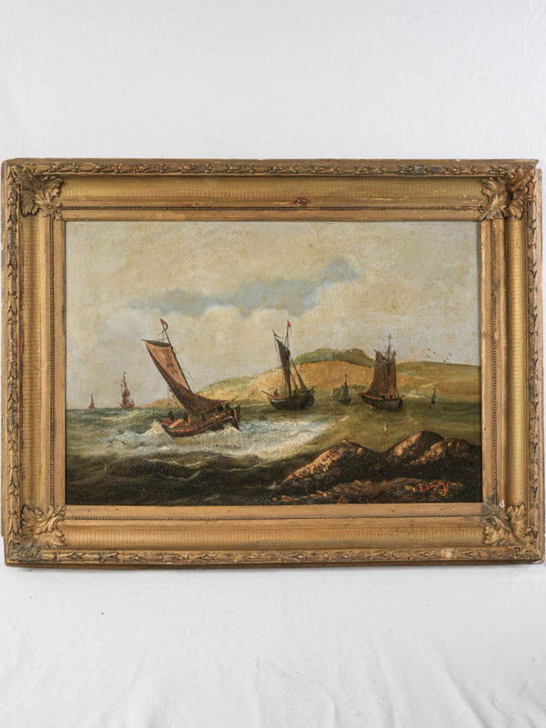 Antique nautical oil painting
