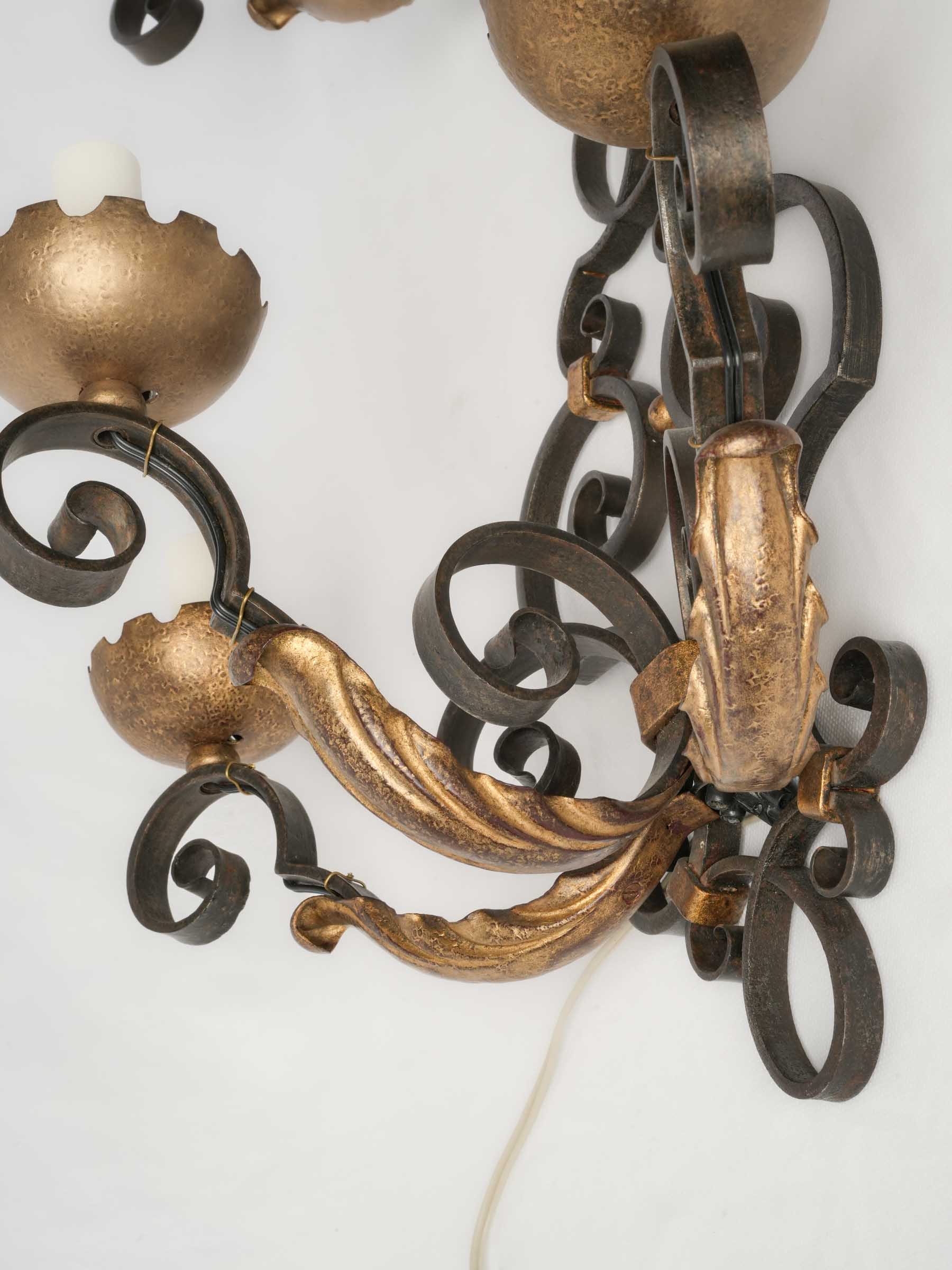 Pair of French Hand-Forged Iron Wall Sconces, 1920s - 15¼"