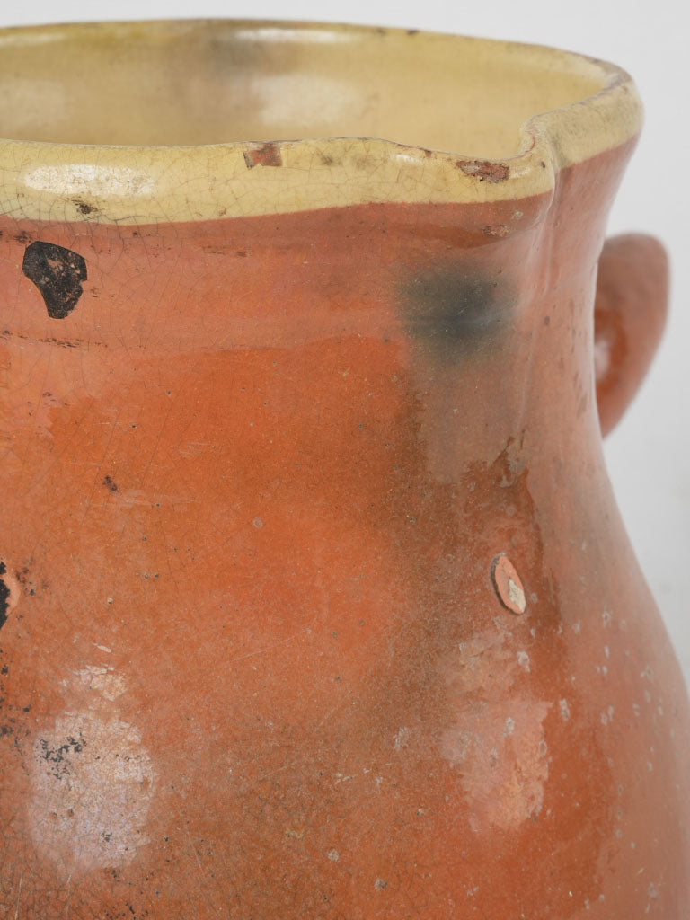 Antique orange and yellow glazed pot