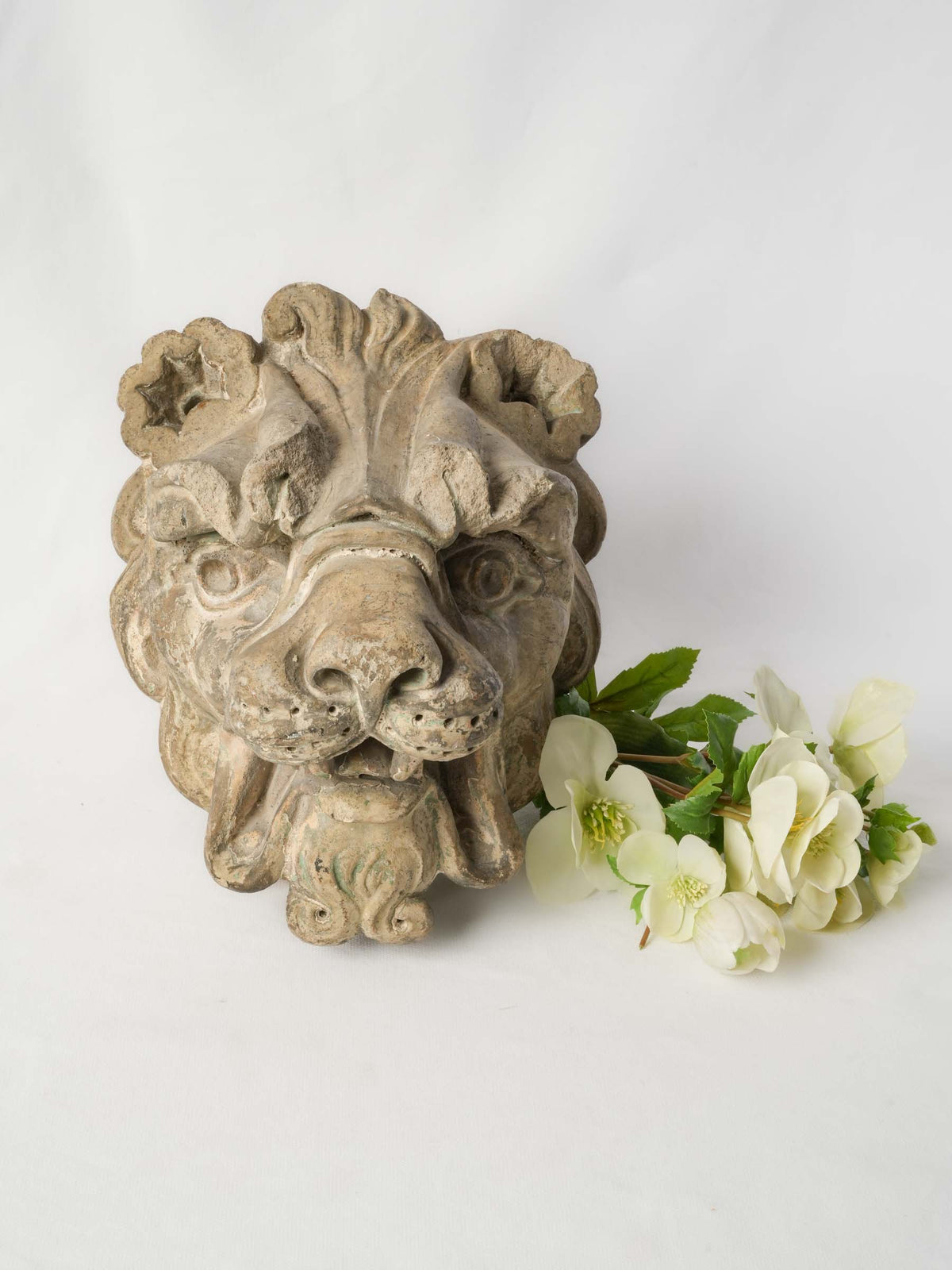 Vintage ochre French mascaron sculpture