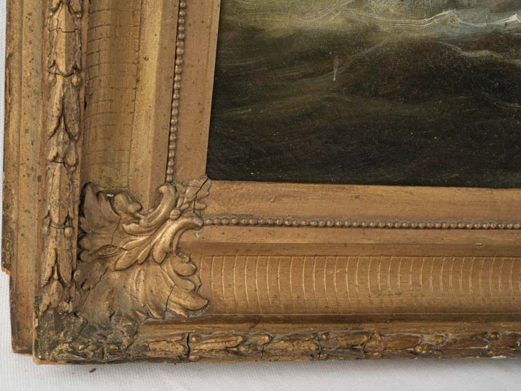 Aged, signed seascape canvas