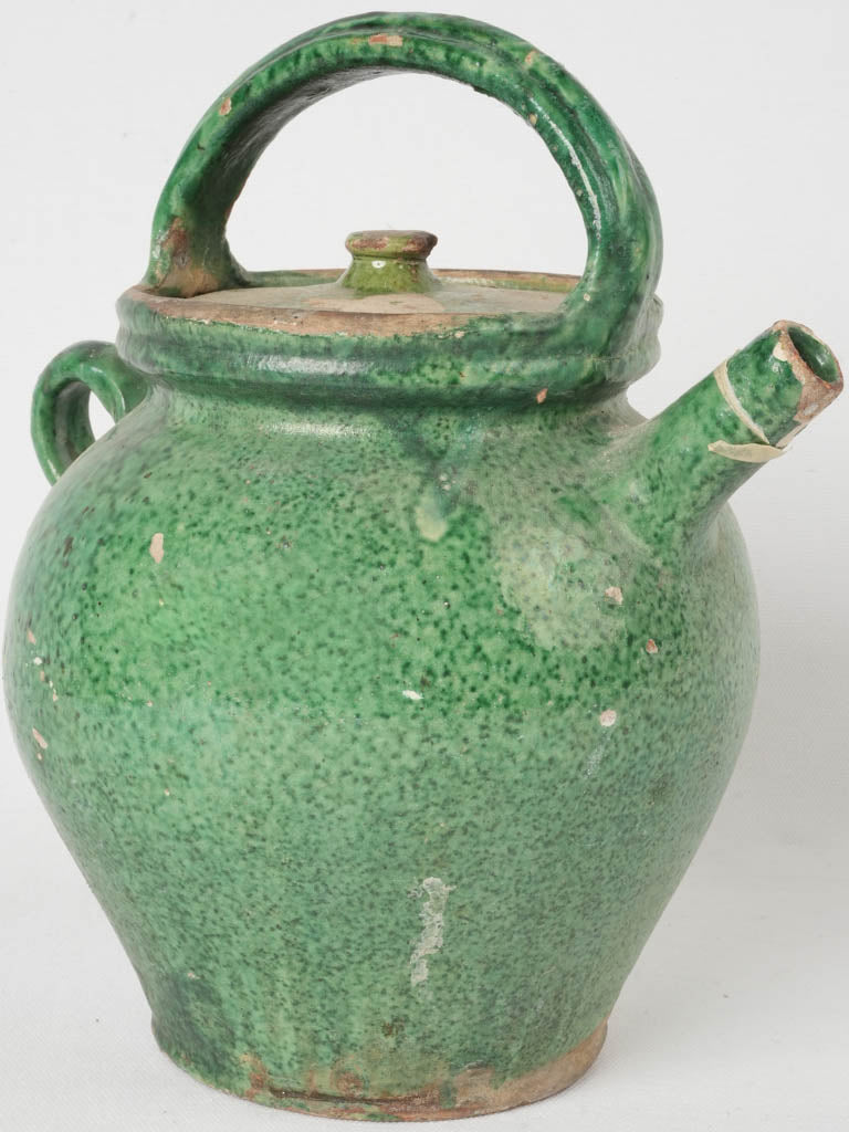 Rare, Antique, French, Glazed, Lidded Cruche
