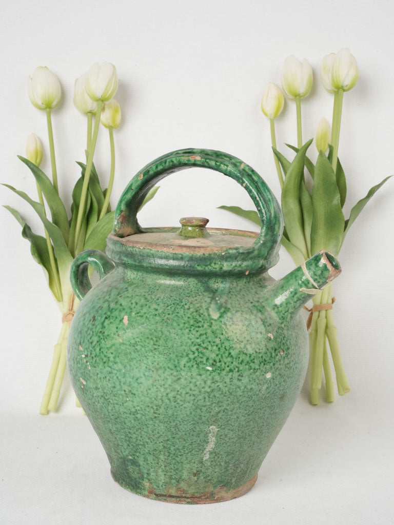 Vintage, Collectible, Green, Pottery, Water Jug
