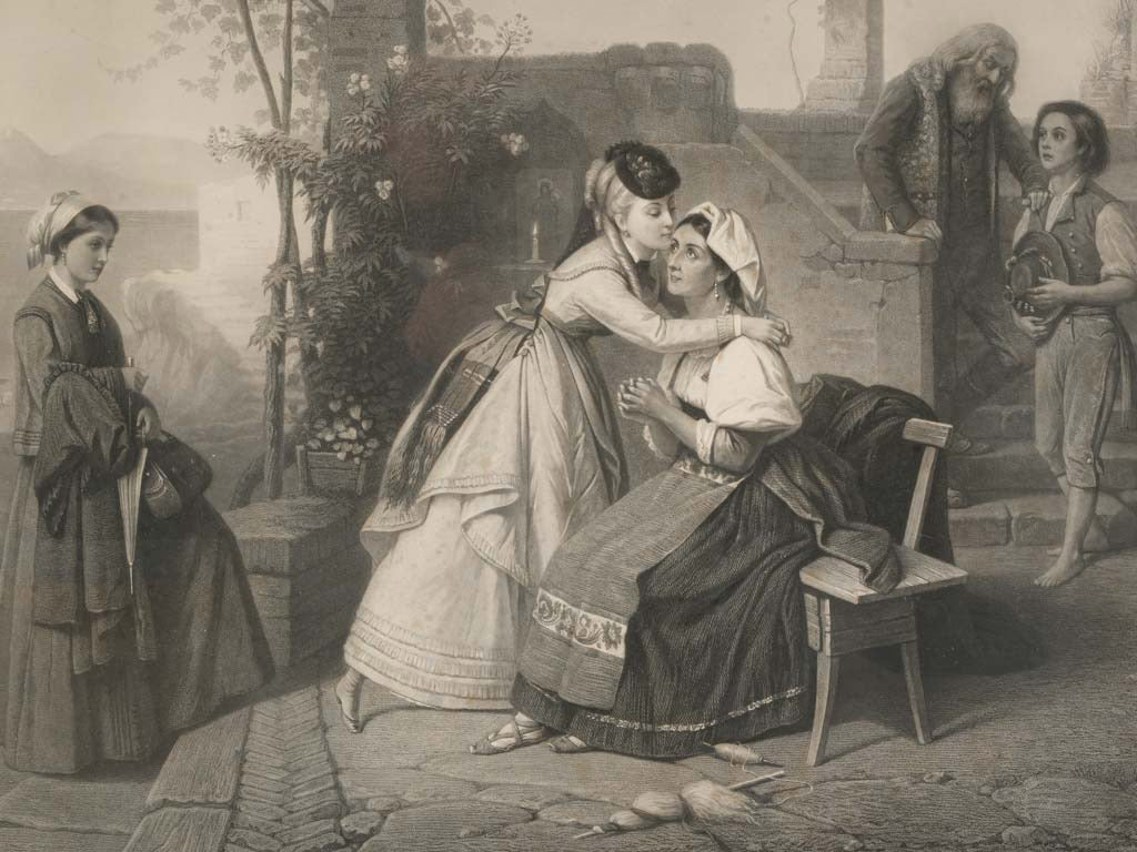 Historic detailed narrative engraving