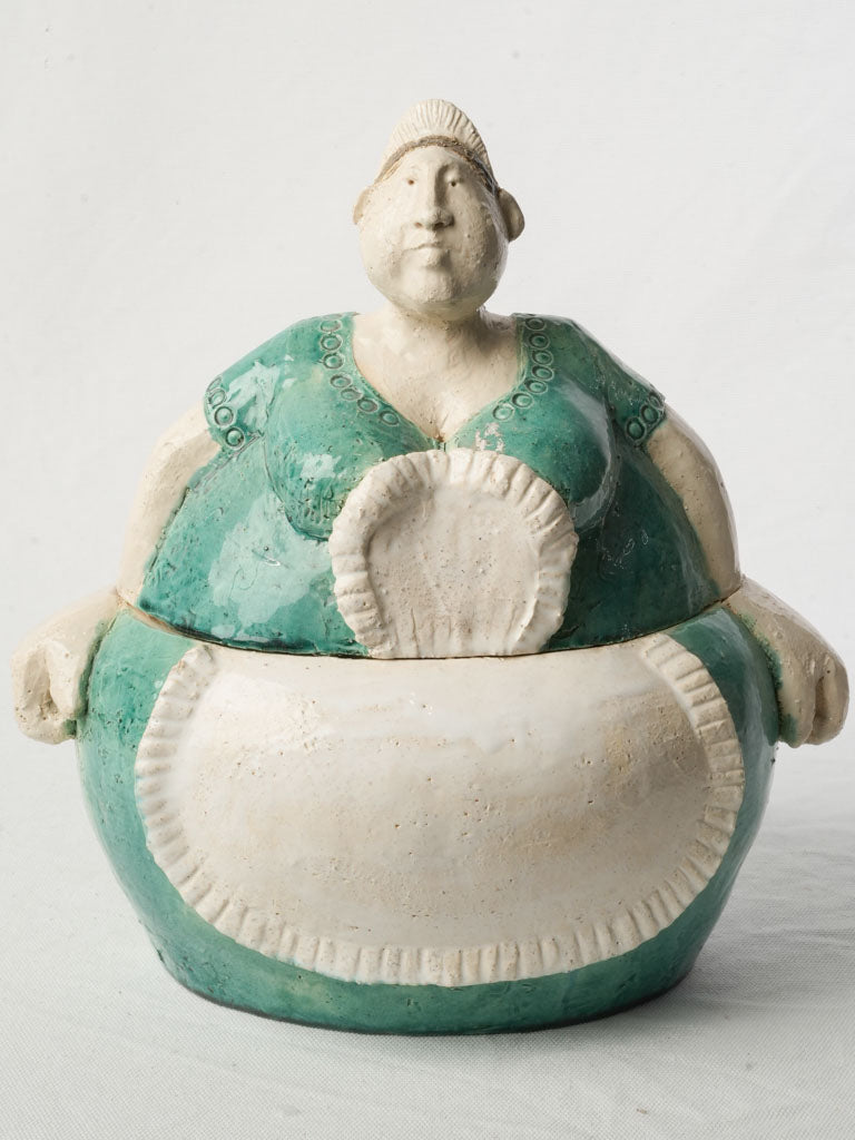 Exaggerated figural lidded container
