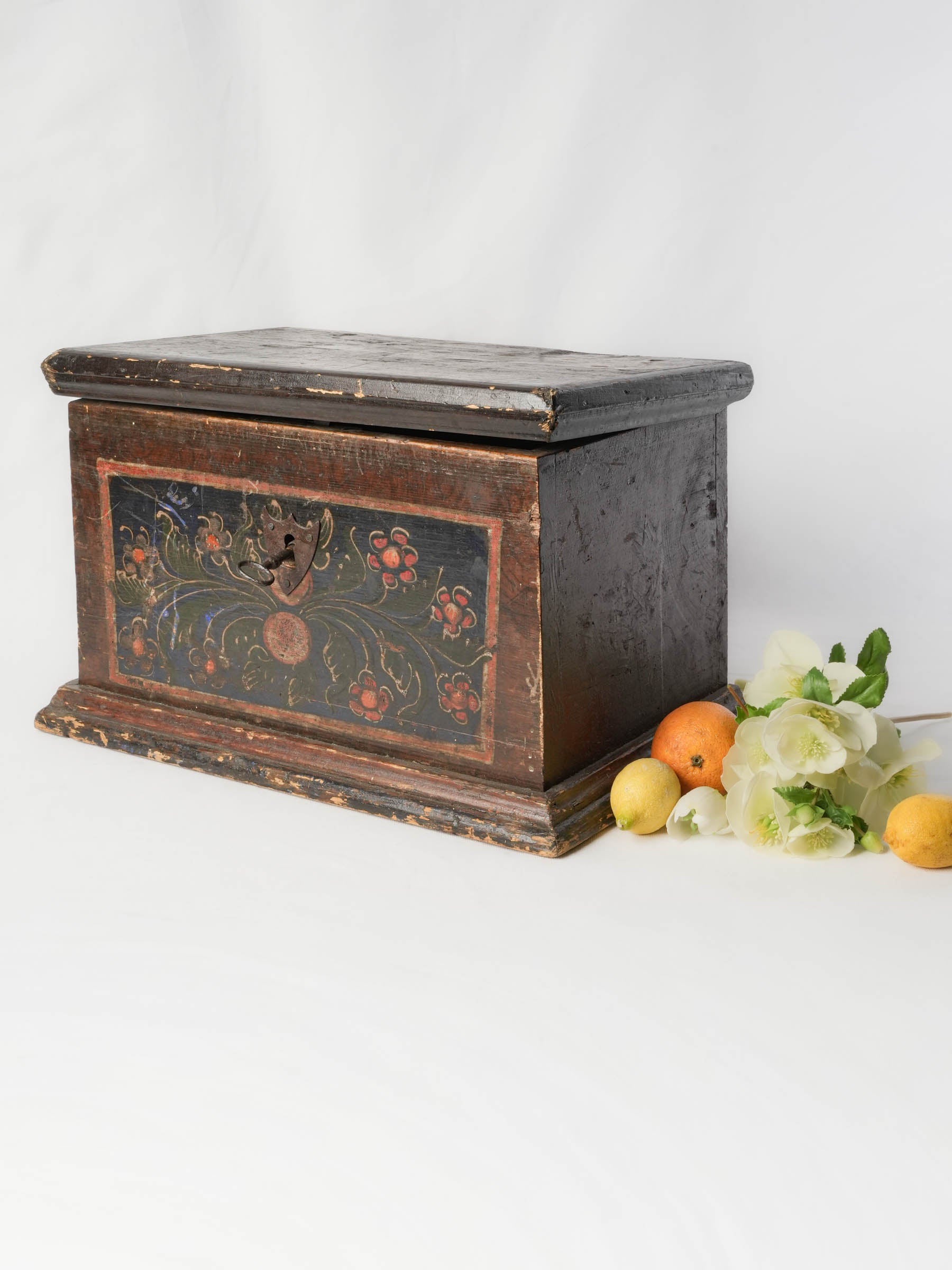 French Folk Art Painted Marriage Box, Late 18th Century - 19"
