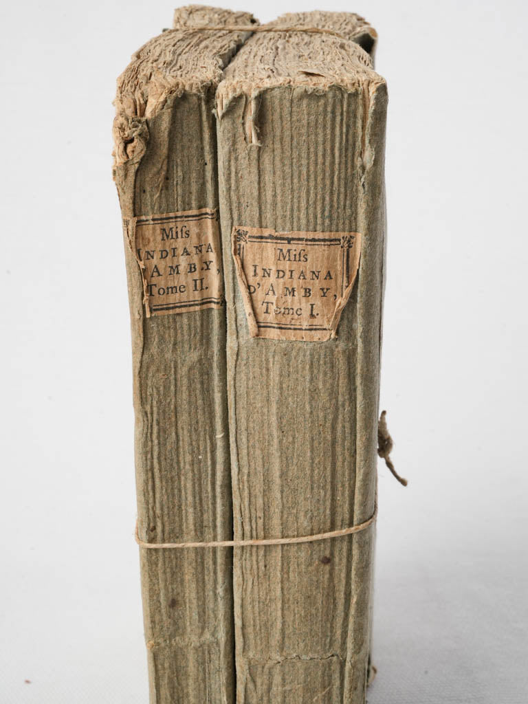 String-tied antique book set  