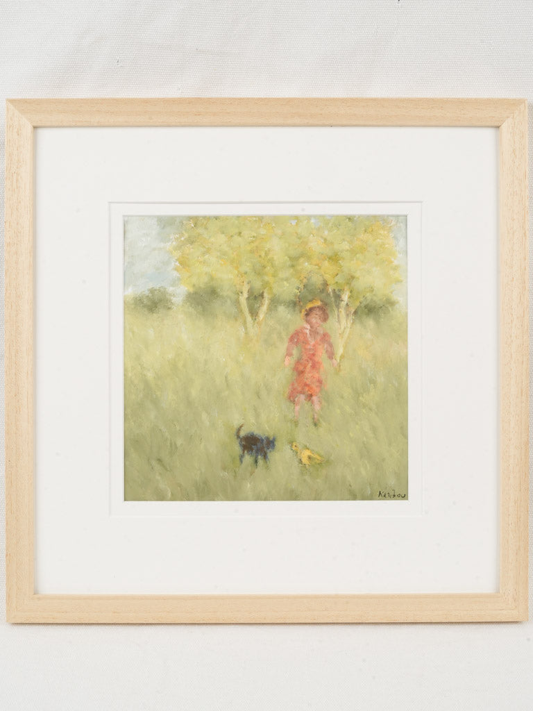 Small Contemporary Painting By Karibou - Une Joute (A Joust) - 15" x 15"