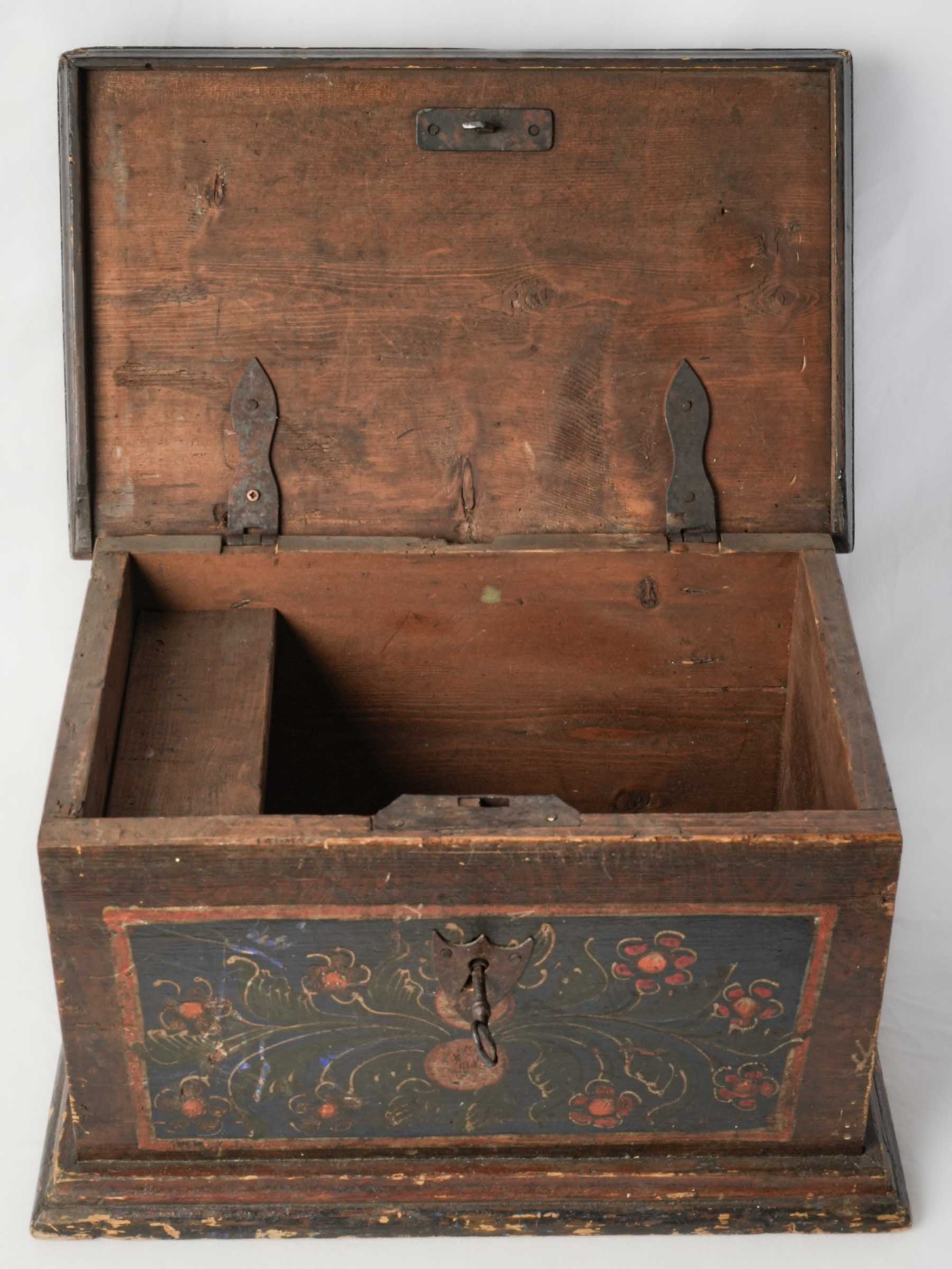 French Folk Art Painted Marriage Box, Late 18th Century - 19"