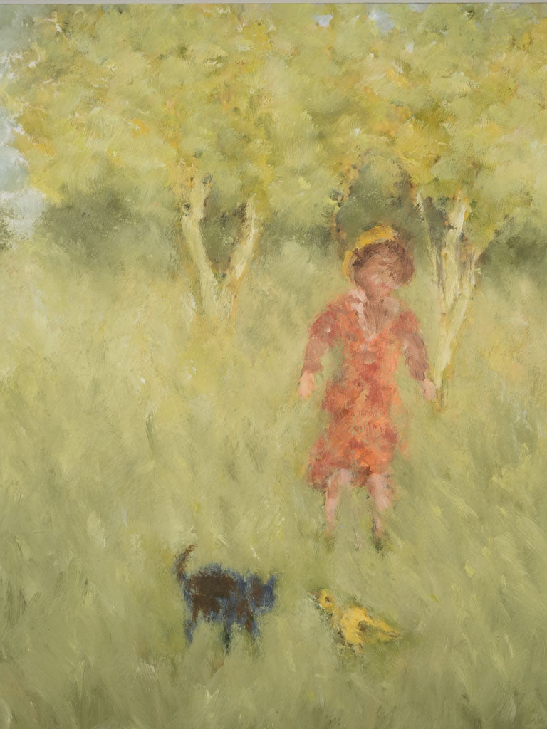 Small Contemporary Painting By Karibou - Une Joute (A Joust) - 15" x 15"